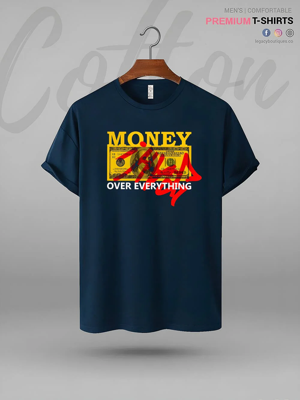 Money Over Everything Print XXL Mens Tshirt In Lowest Price Only In BD