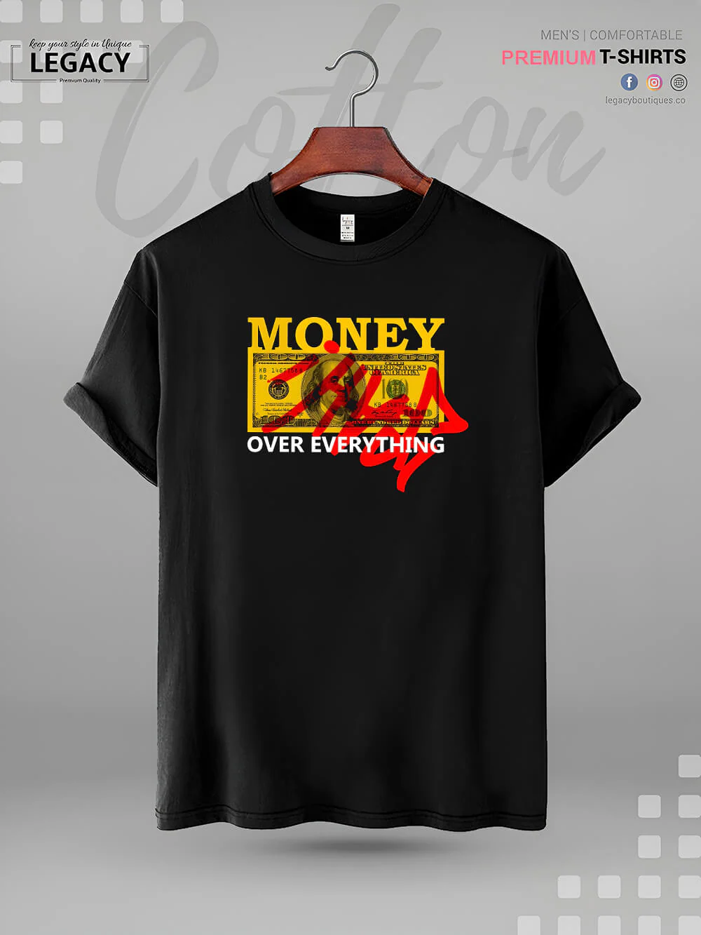Money Over Everything Print XXL Mens Tshirt In Lowest Price Only In BD - Image 2