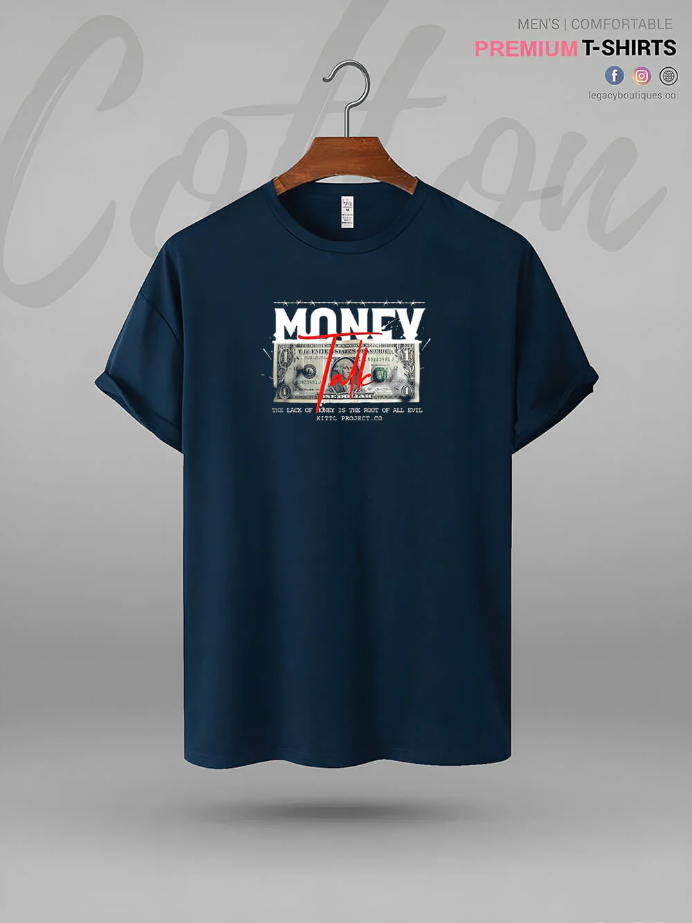 Money Talk Print Great Quality Mens Tshirt In Lowest Price In Dhaka - Image 2