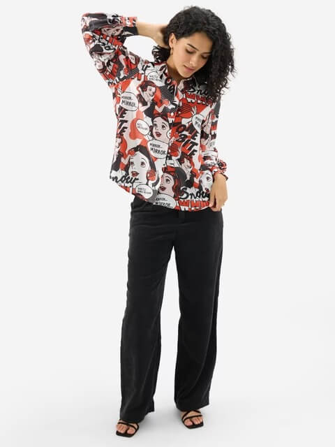 Fairest Pop Art: Snow White Comic Printed Casual Shirt