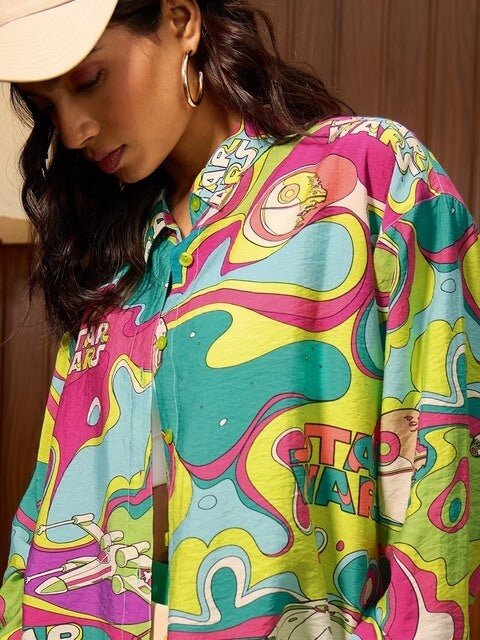 Neon Nebula: Limited Edition Star Wars Multi-Color Oversized Shirt - Image 4