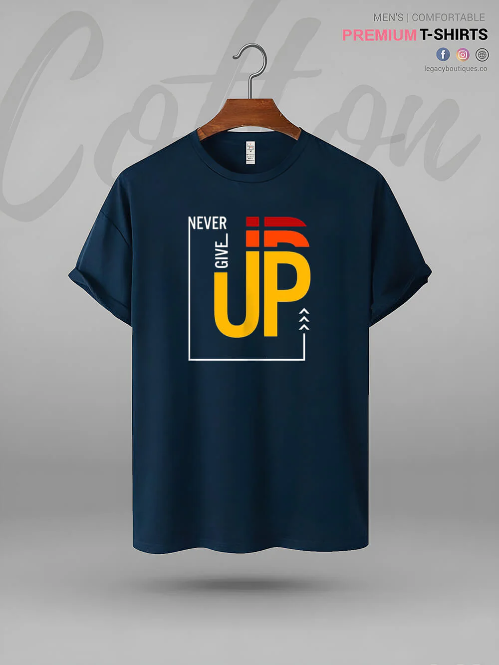 Never Give Up Men's High Quality T-Shirt In Lowest Price - Image 2