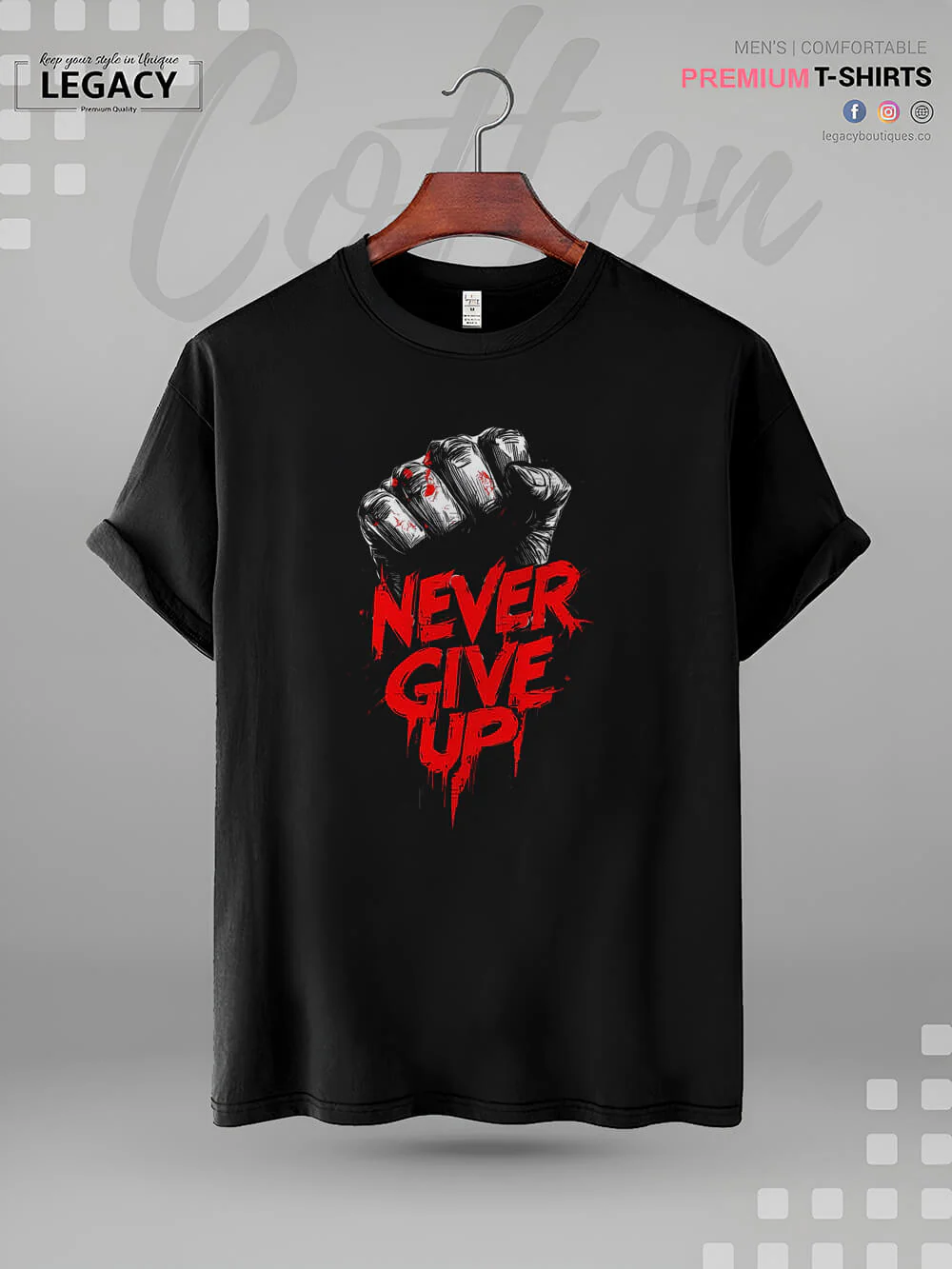 Never Give Up Print XXL Mens Tshirt In Lowest Price Only In BD