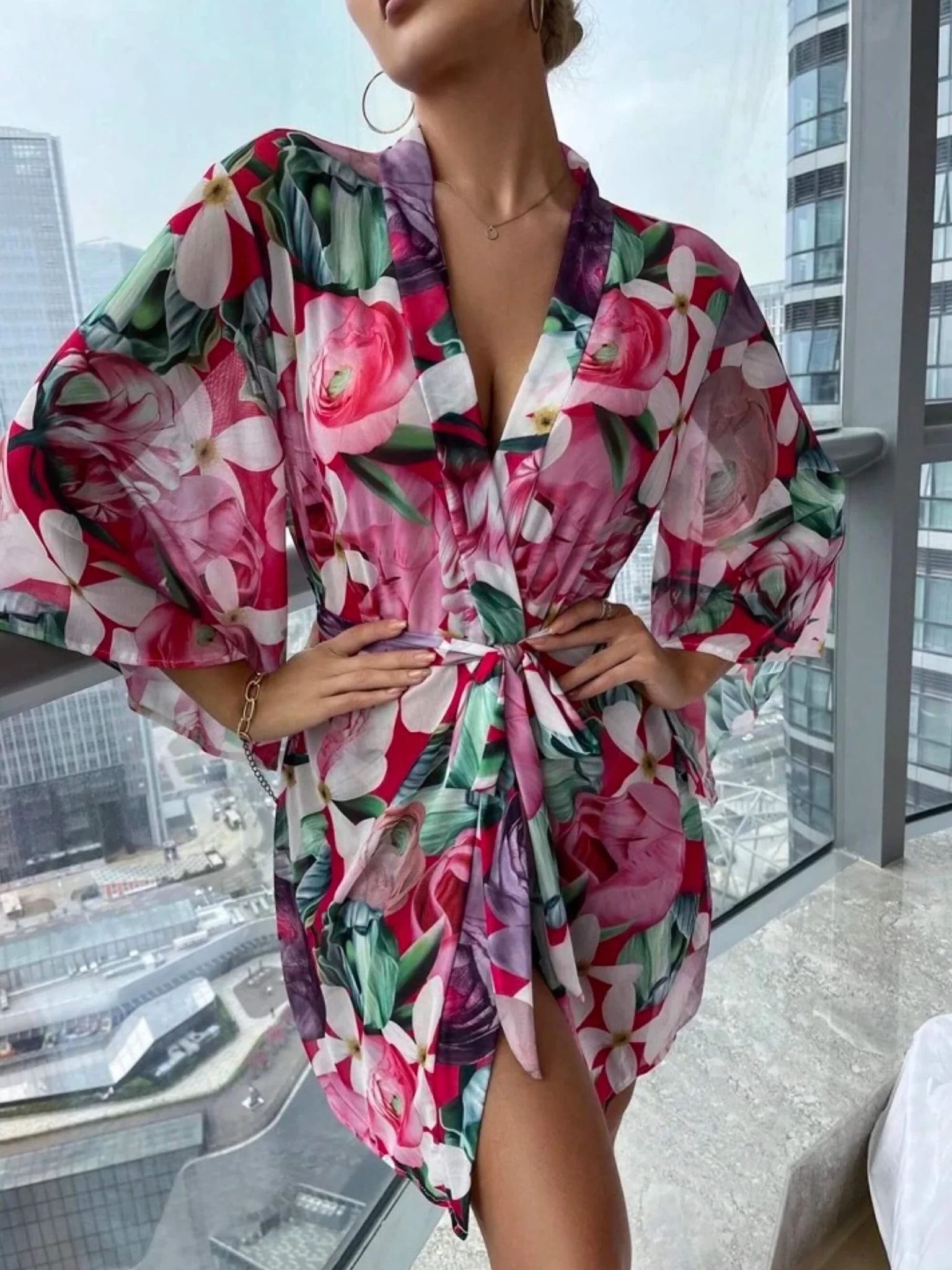 Nighty Trim Belted Floral Mesh - Image 6