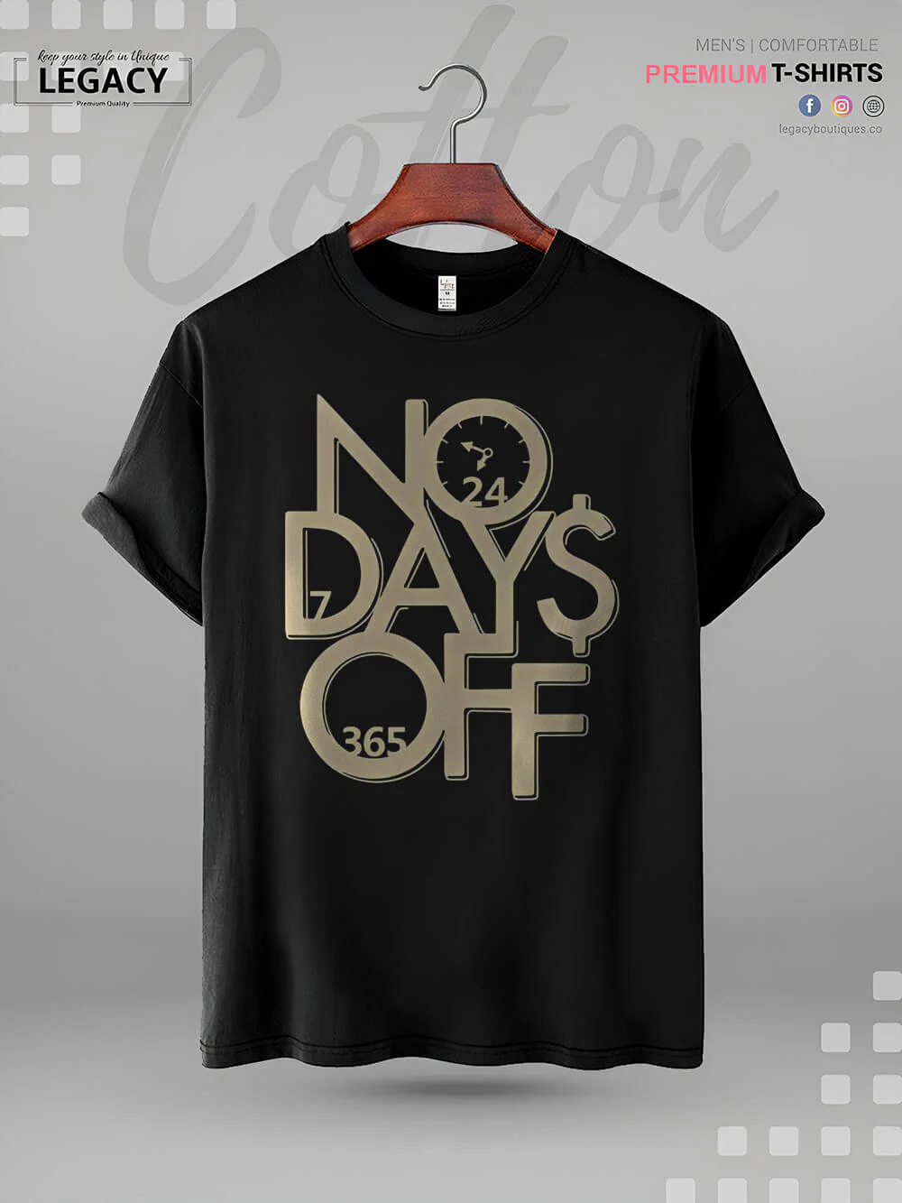 No Days Off High Quality Mens T shirt In Lowest Price In BD