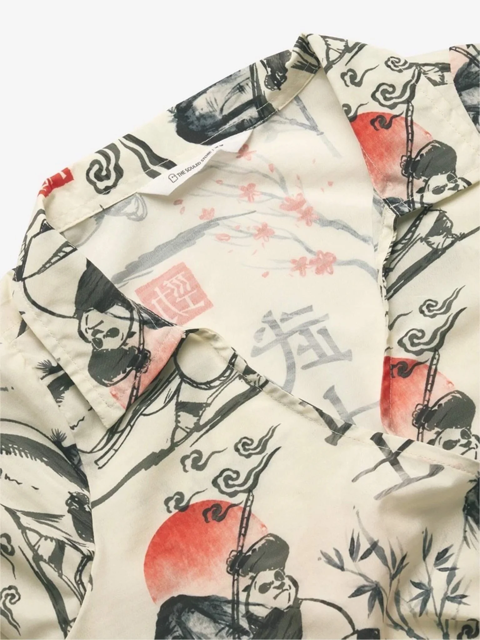 Panda Warrior Ink-Wash Wrap Top | Cropped Kung Fu Printed Tie-Front Shirt - Image 4