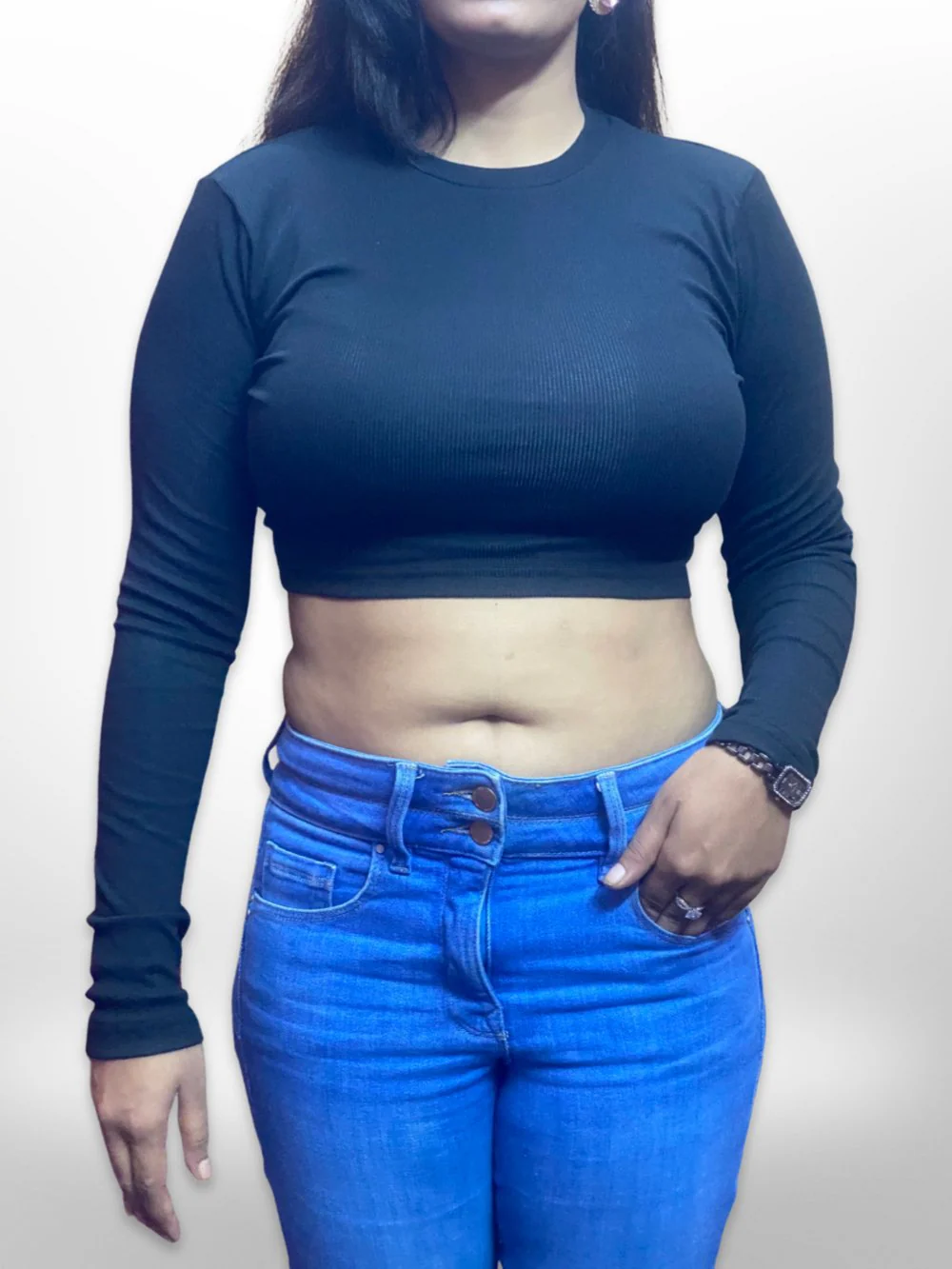 Plain Long Sleeve Crop Top