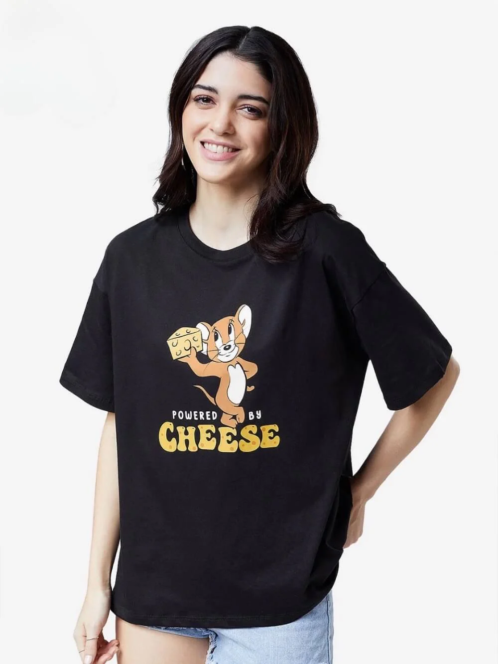Powered Jerry By Cheese Printed Womens Drop Shoulder T shirt Legacy Boutiques Dhaka - Image 3