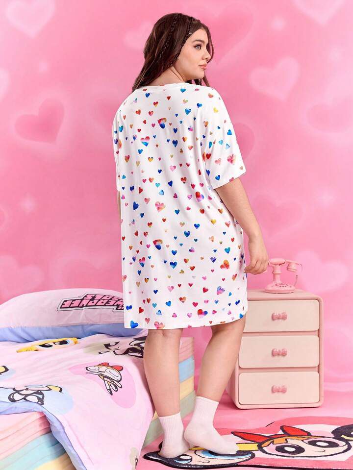 Powerpuff Girls Heart & Character Print Oversized Tee - Image 2
