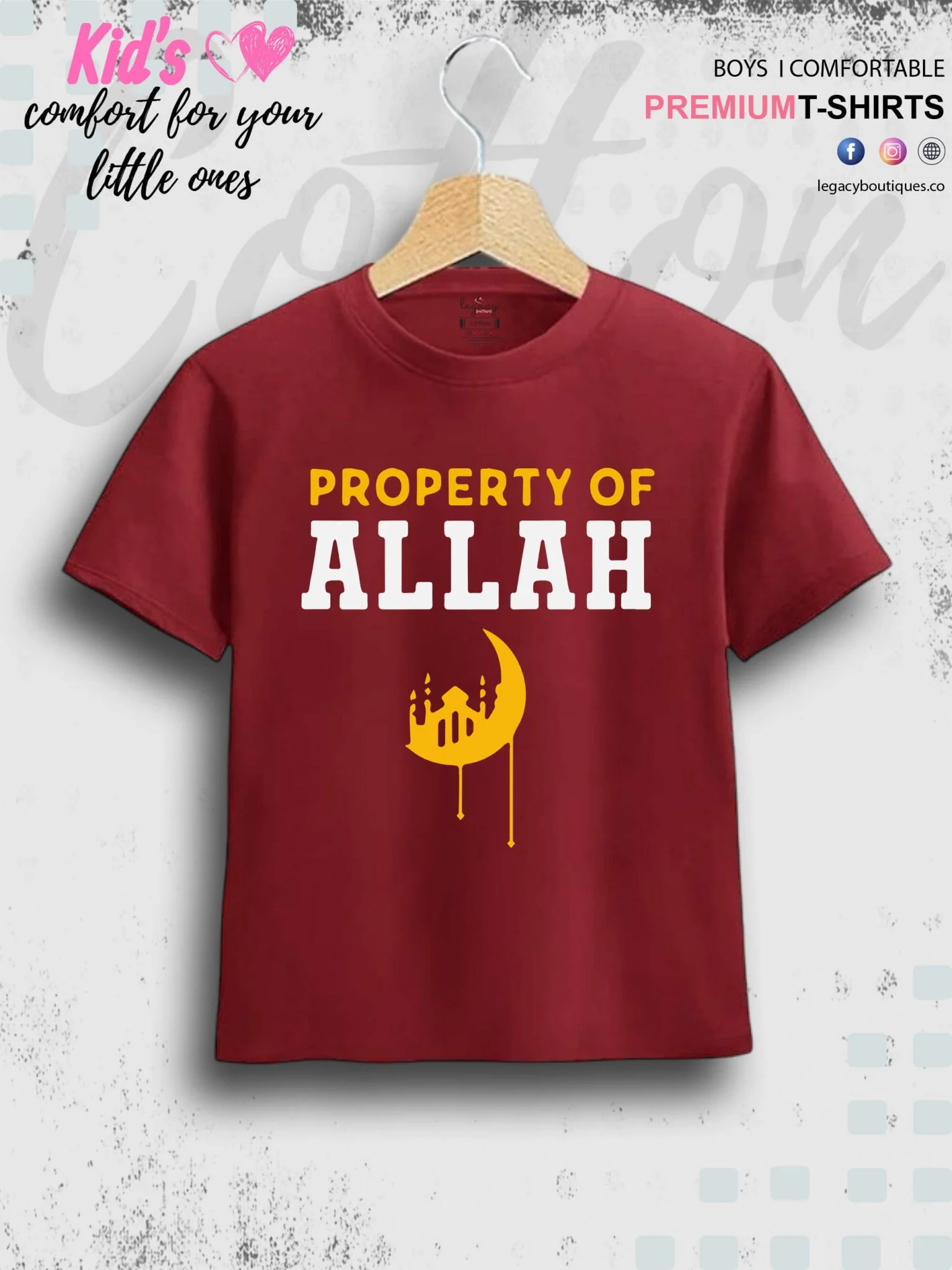 Property Of Allah Printed 1 To 11 Years Kids Babies Islamic T-Shirt In Lowest Price Only In BD - Image 2