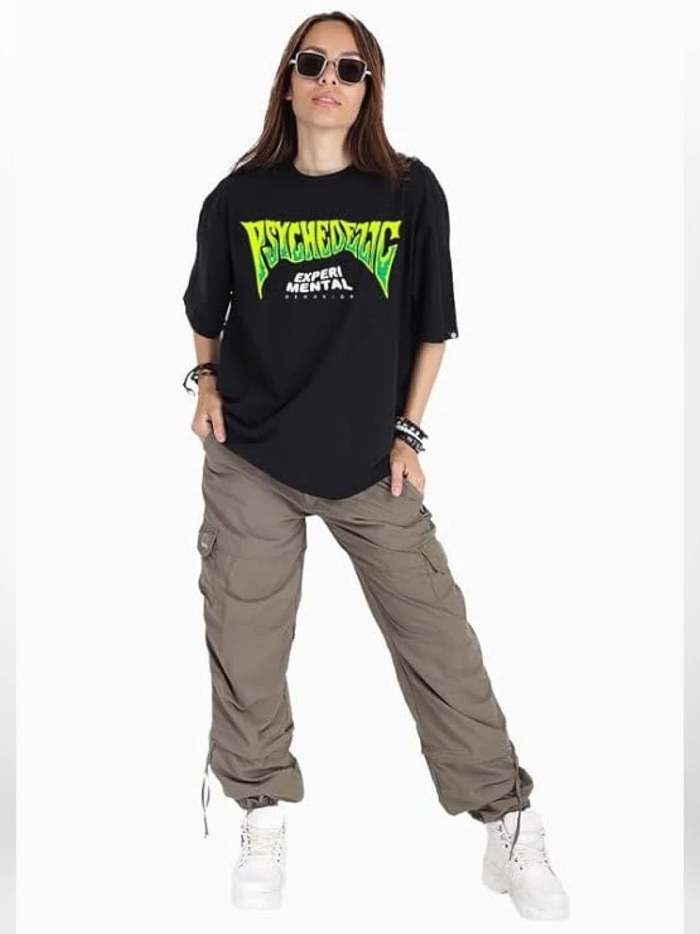 Psychedelic: EXPERIMENTAL BEHAVIOR Graphic Printed Womens Drop Shoulder T-shirt Legacy Boutiques Dhaka