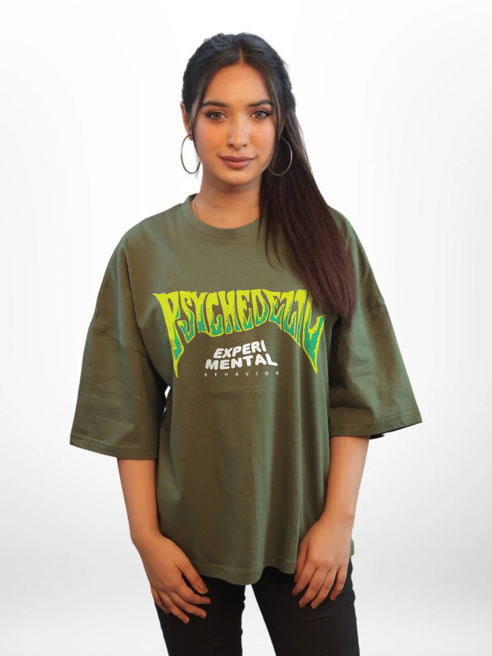 Psychedelic: EXPERIMENTAL BEHAVIOR Graphic Printed Womens Drop Shoulder T-shirt Legacy Boutiques Dhaka - Image 4