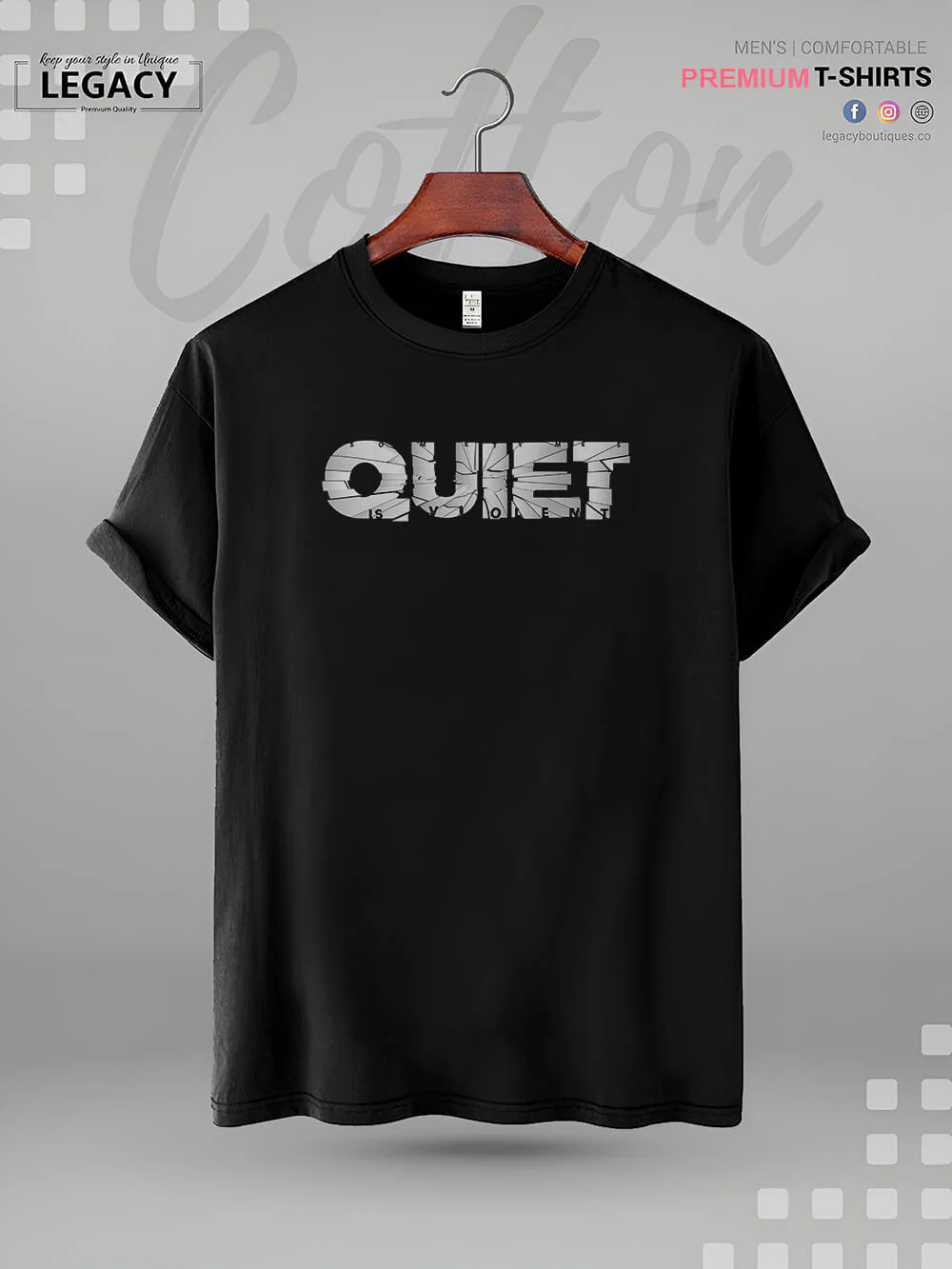 QUIET Print Great Quality Mens Tshirt In Lowest Price In Dhaka - Image 3