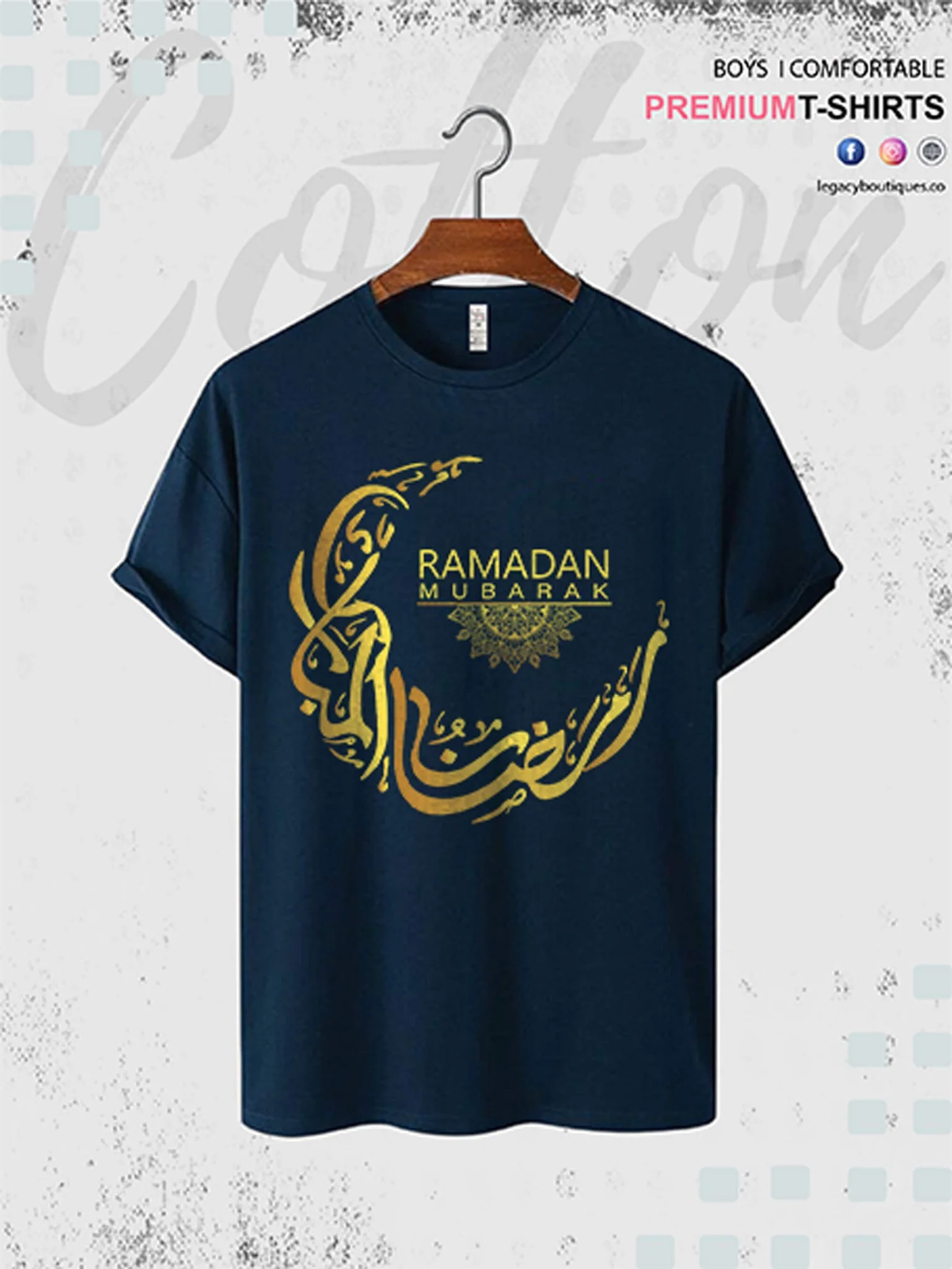 Ramadan Mubarak Islamic Arabic Calligraphy Men's T-shirt - Image 3