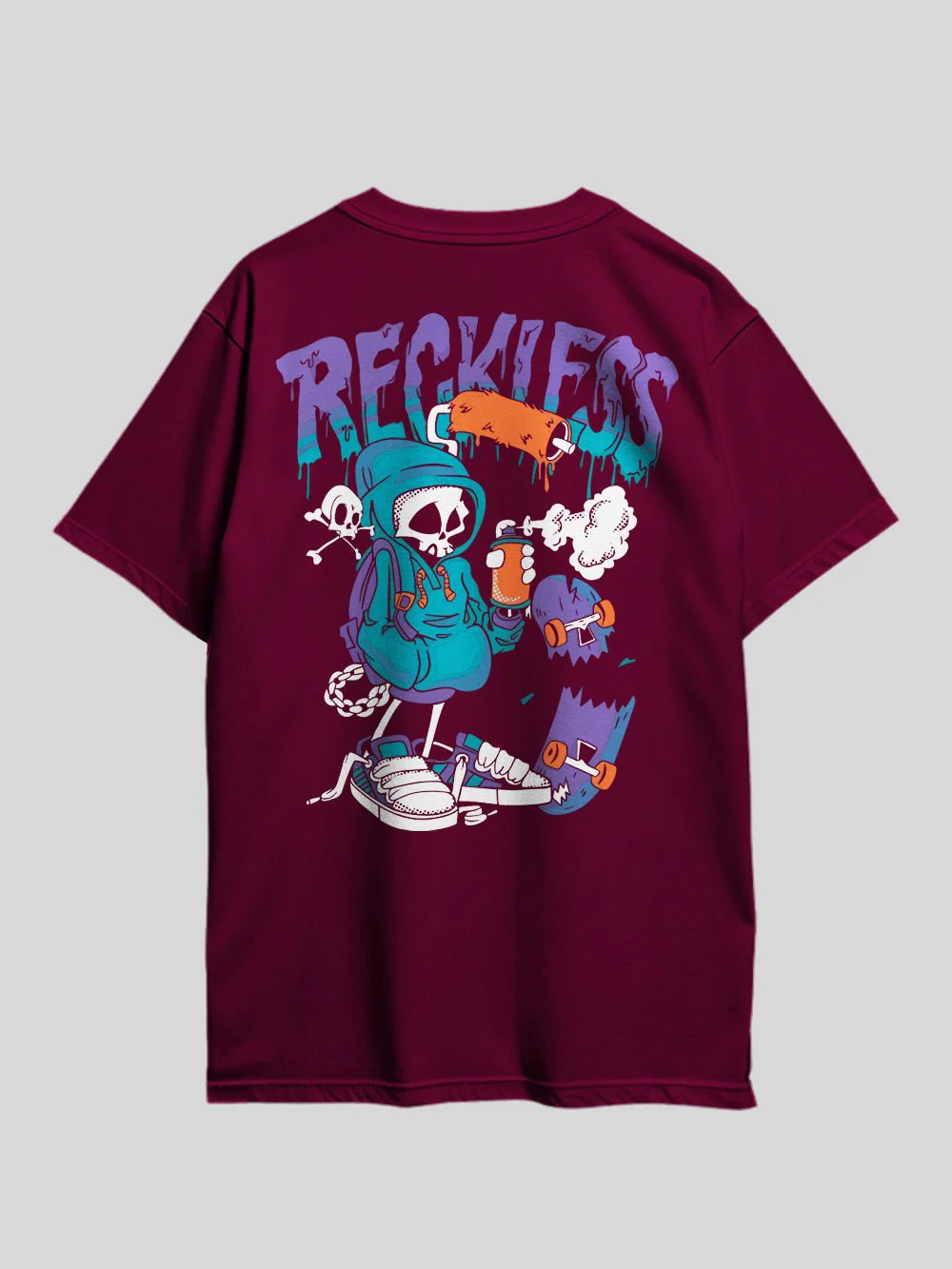 RECKLESS HUMAN SKELETON Graphic Printed Drop Shoulder T-shirt Legacy Boutiques Dhaka - Image 2