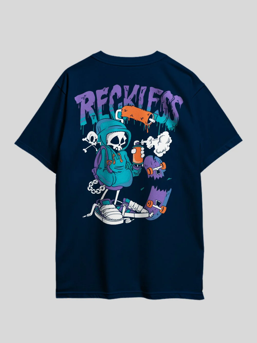 RECKLESS HUMAN SKELETON Graphic Printed Drop Shoulder T-shirt Legacy Boutiques Dhaka - Image 3