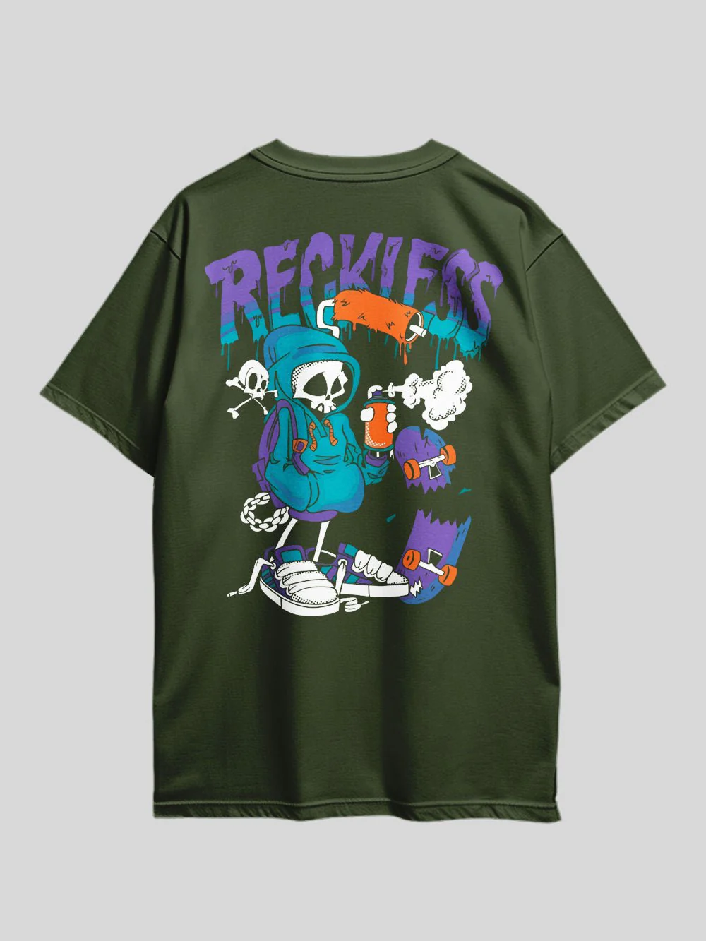 RECKLESS HUMAN SKELETON Graphic Printed Drop Shoulder T-shirt Legacy Boutiques Dhaka - Image 4
