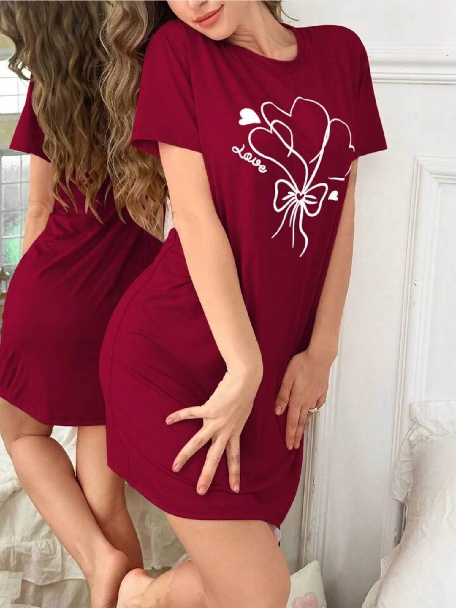 Regular wear tee for women Heart Shape Baloon Printed