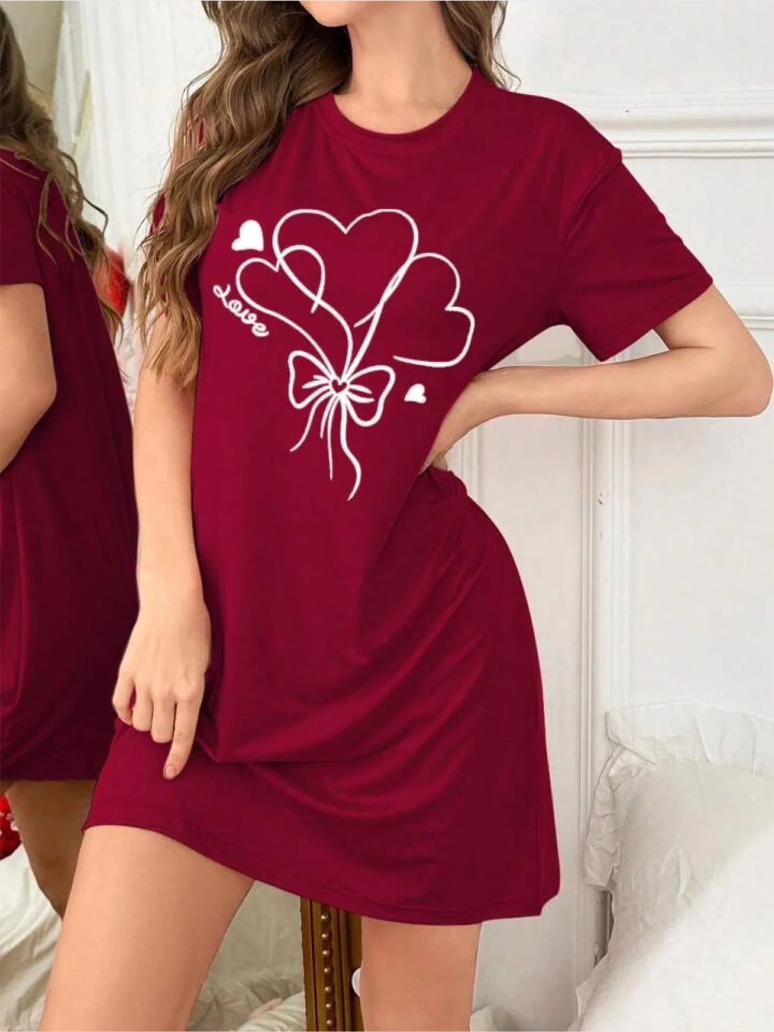 Regular wear tee for women Heart Shape Baloon Printed - Image 2