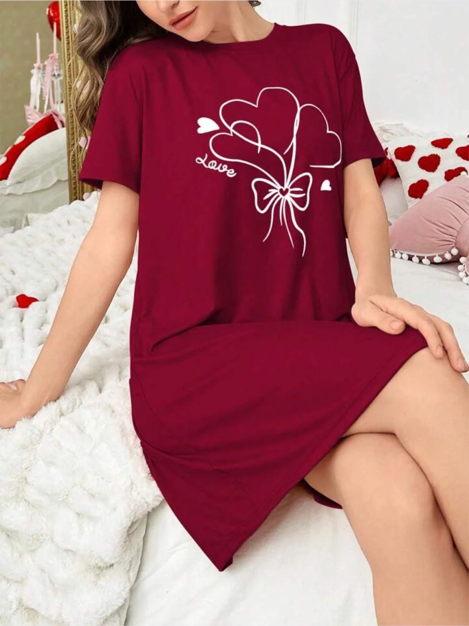Regular wear tee for women Heart Shape Baloon Printed - Image 3
