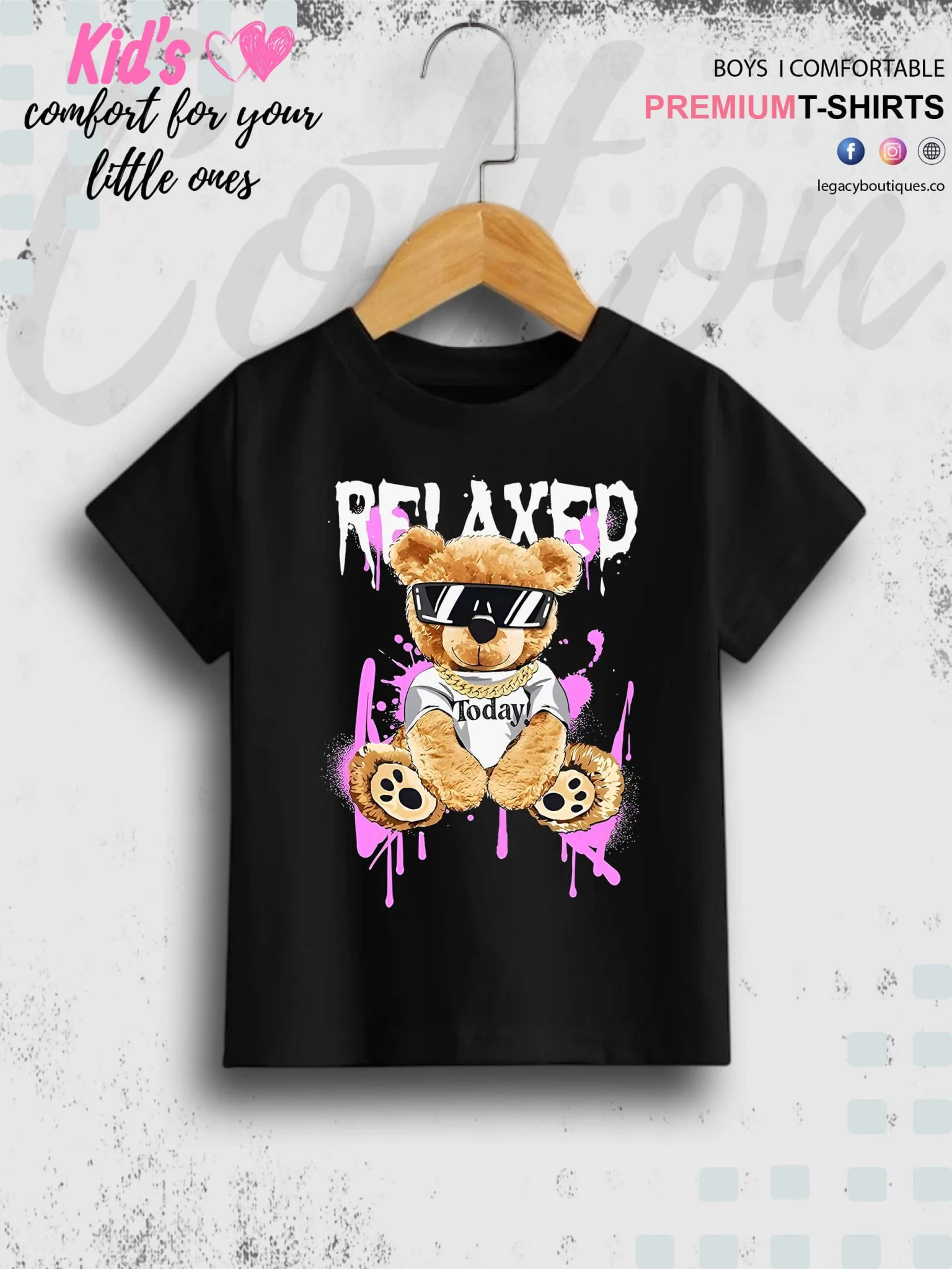 Relaxed Teddy Bear Printed 1 To 11 Year Baby Boys Summer Time T-Shirt In Lowest Price Only In BD