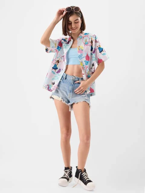 Pop Nostalgia Oversized Graphic Shirt - Retro 90s Aesthetic