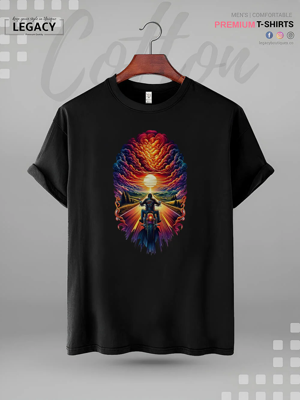 Rider Sunset Harley Davidson Robe High Quality In Cheapest Price Men's T-Shirt - Image 2