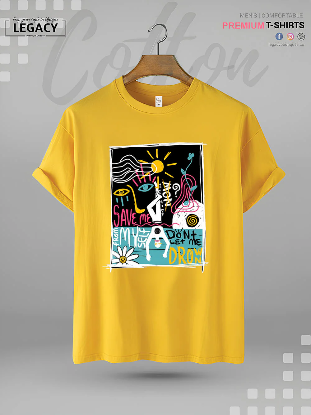 Save Me From Myself Don't Let Me Drown Print Men's High Quality Tee In Resonable Price