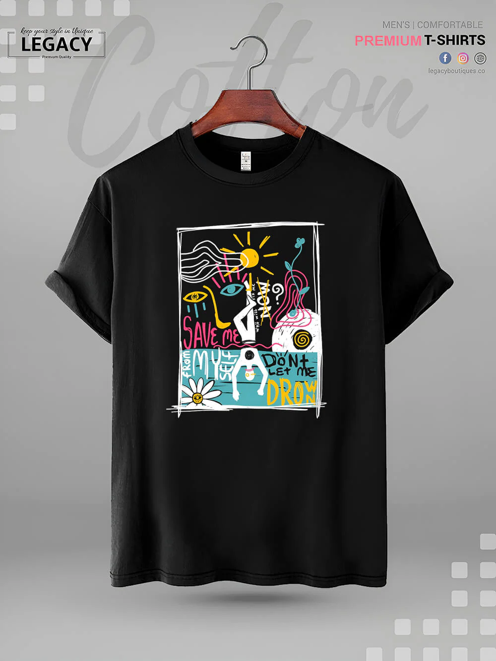 Save Me From Myself Don't Let Me Drown Print Men's High Quality Tee In Resonable Price - Image 3