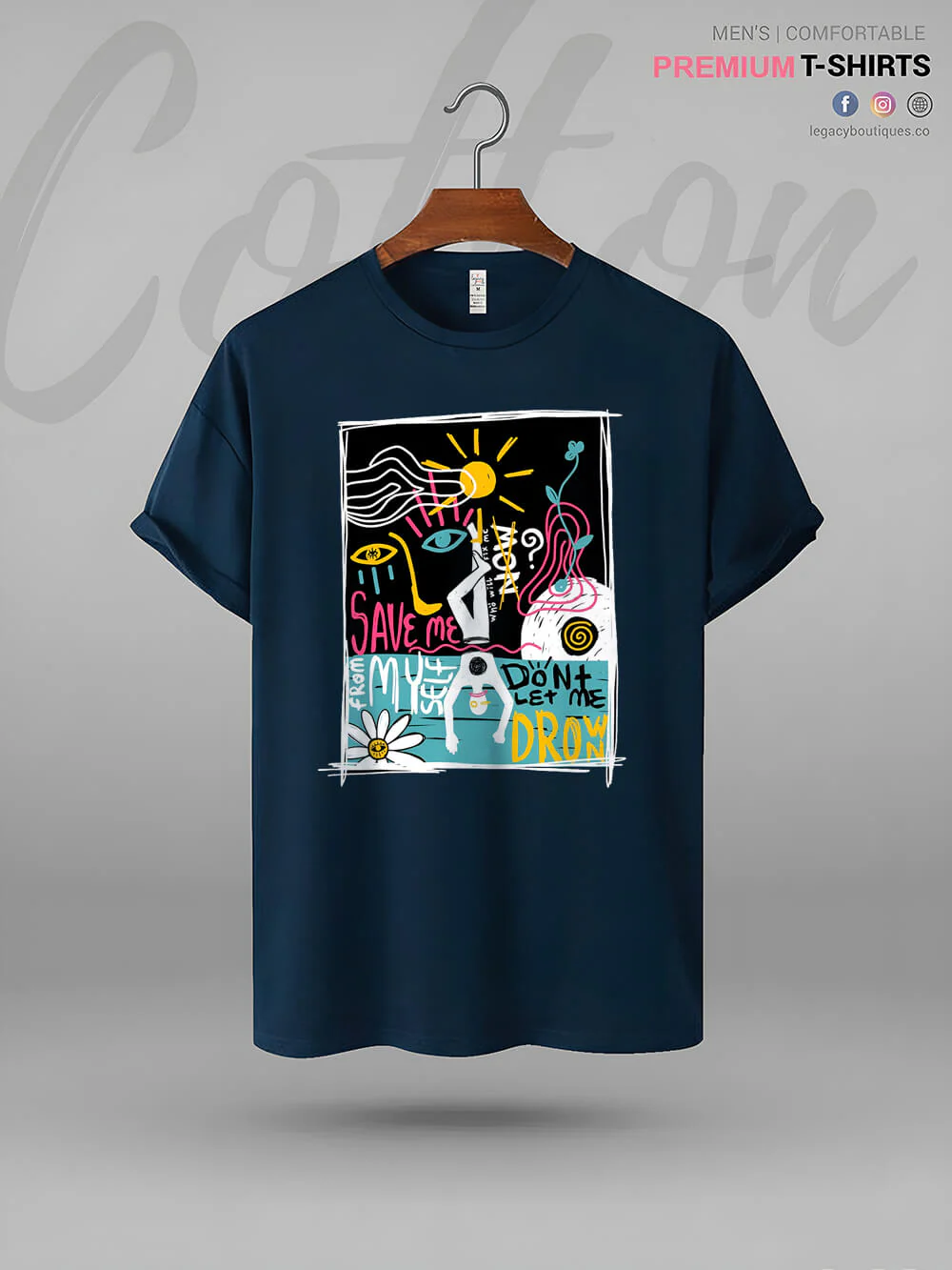 Save Me From Myself Don't Let Me Drown Print Men's High Quality Tee In Resonable Price - Image 4