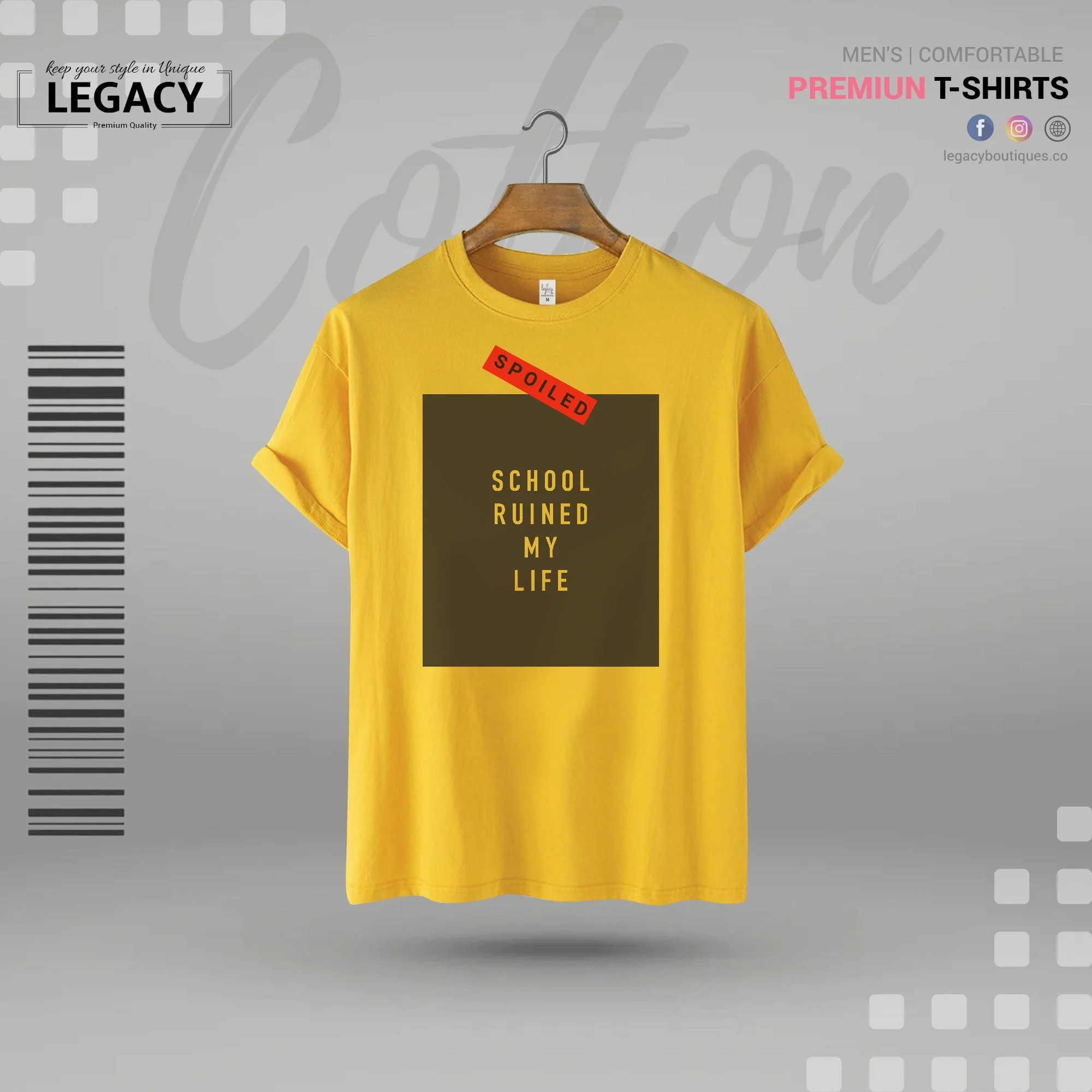 School Ruined my life Men Premium Designer Edition T Shirt - Image 3