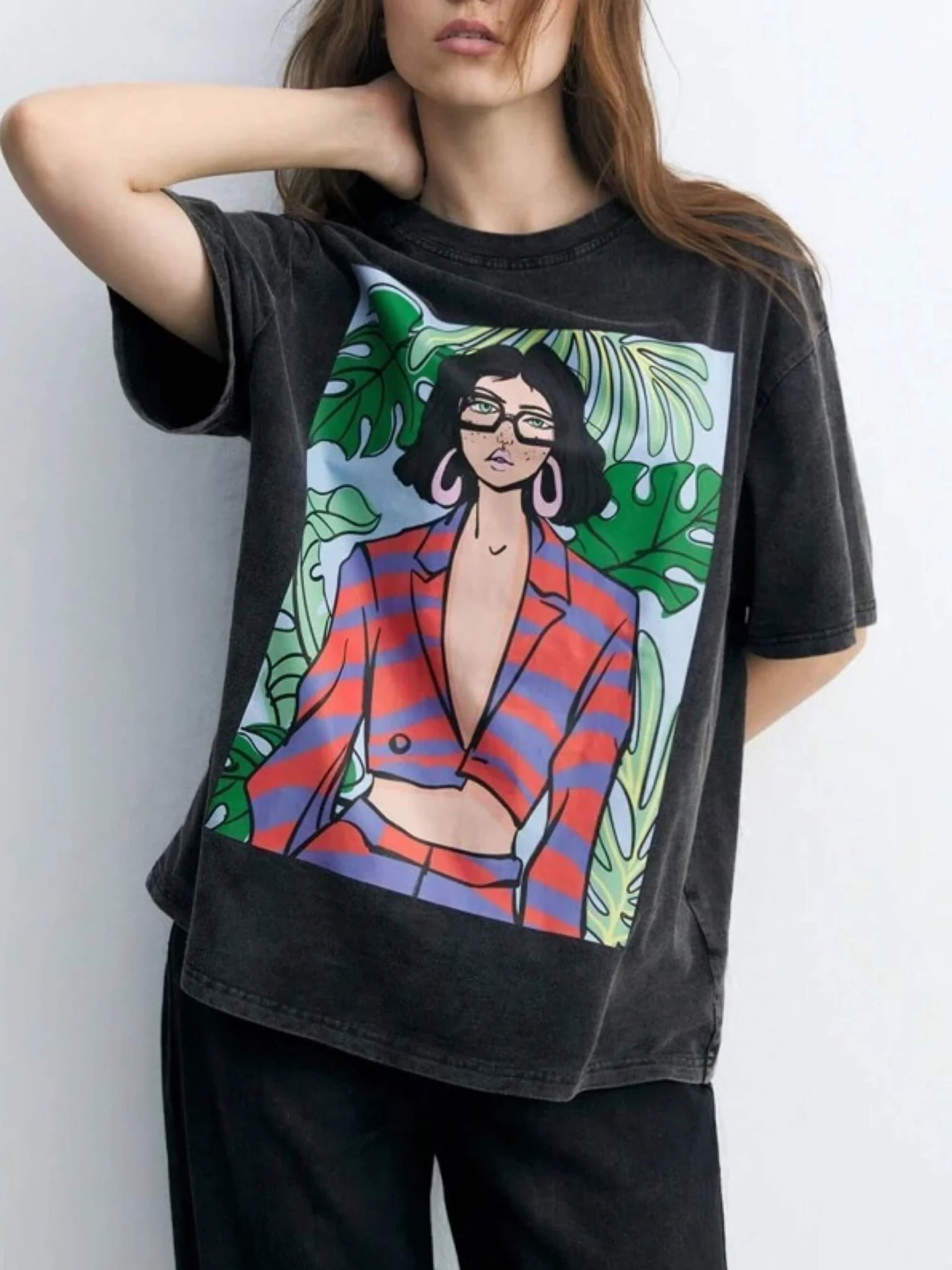 Short sleeve girls tshirt Cartoon Fashion Model Printed