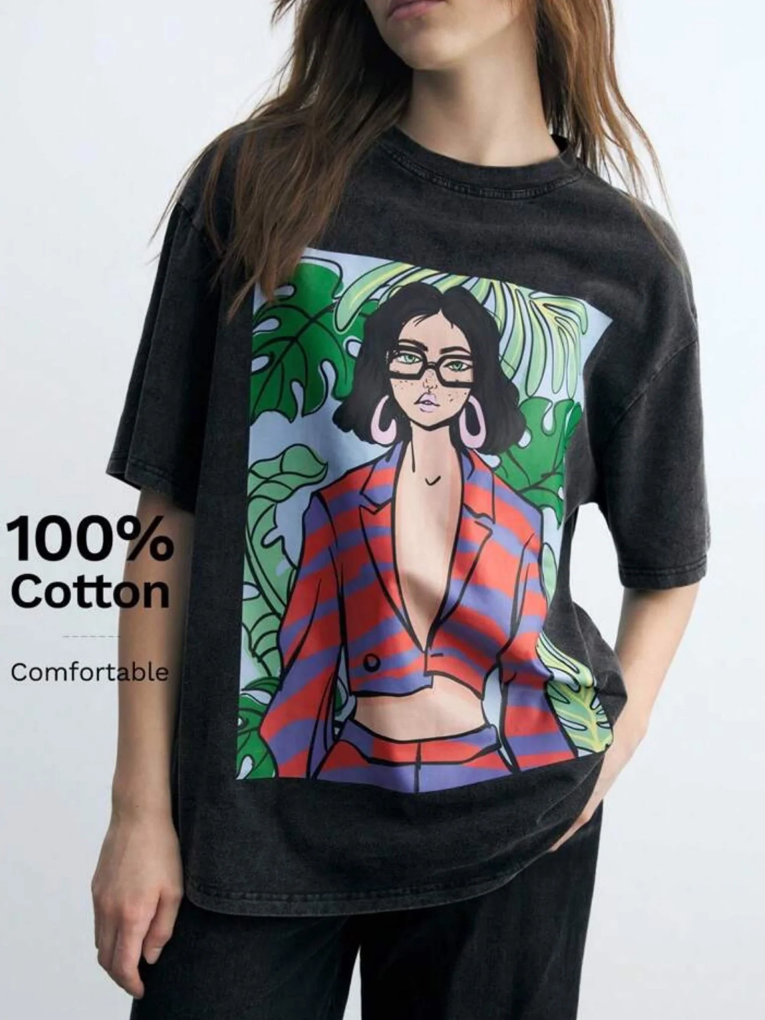 Short sleeve girls tshirt Cartoon Fashion Model Printed - Image 2