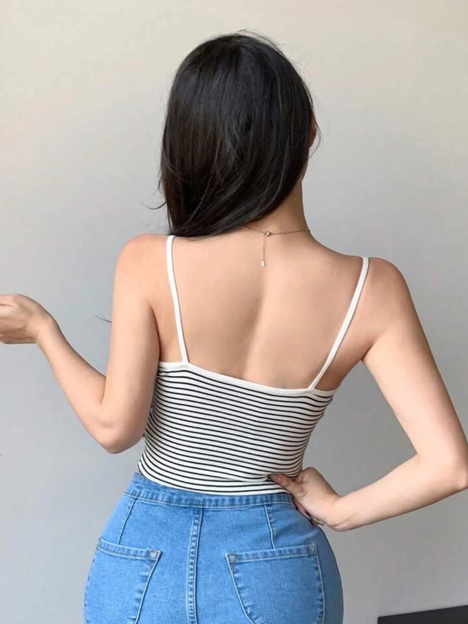 Sleevless ribbed striped crop top - Image 2