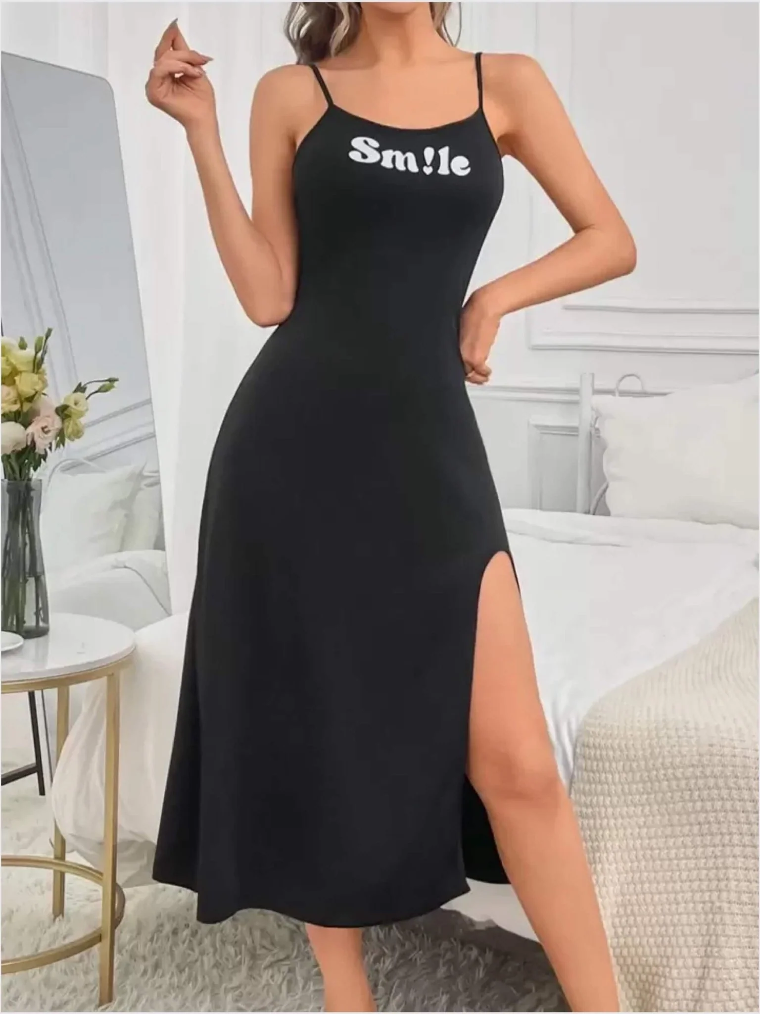 Smile Printed Black Nighty Dress price in dhaka