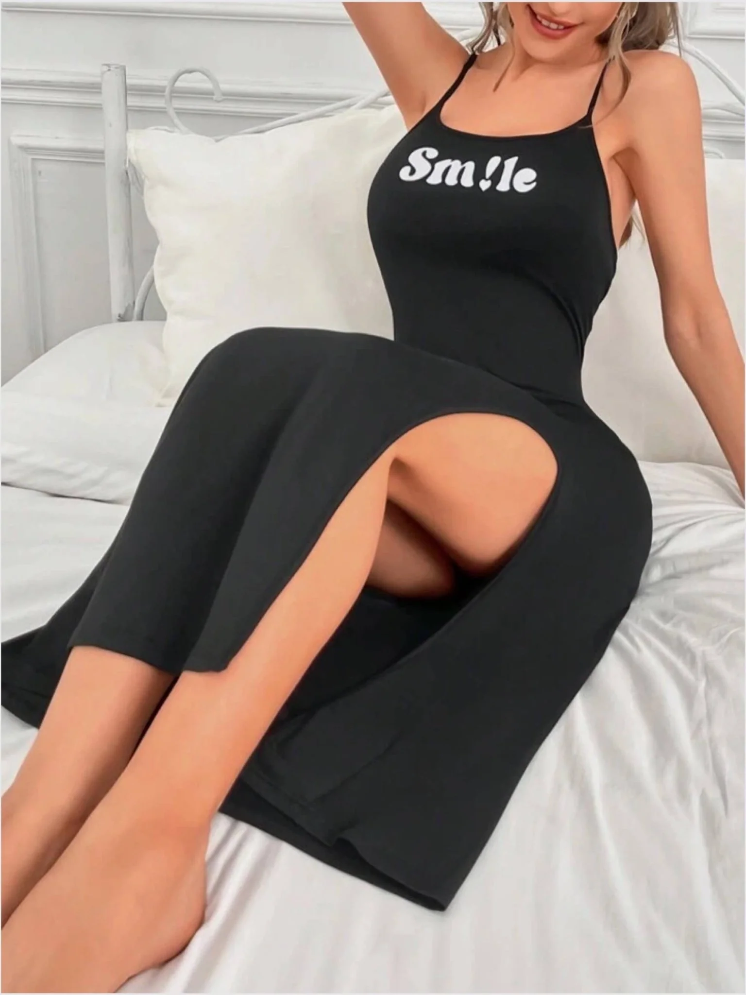 Smile Printed Black Nighty Dress price in dhaka - Image 2