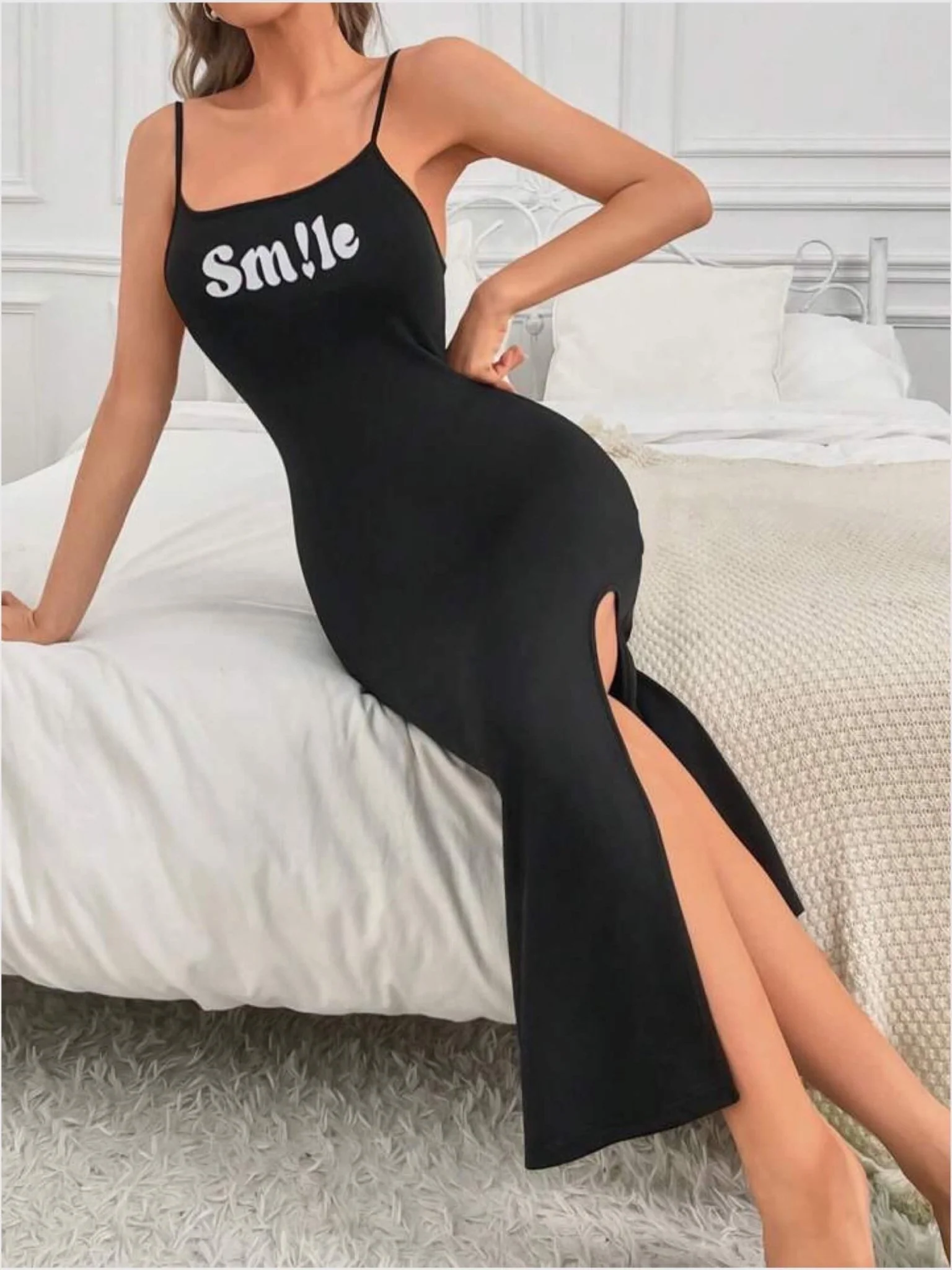 Smile Printed Black Nighty Dress price in dhaka - Image 3