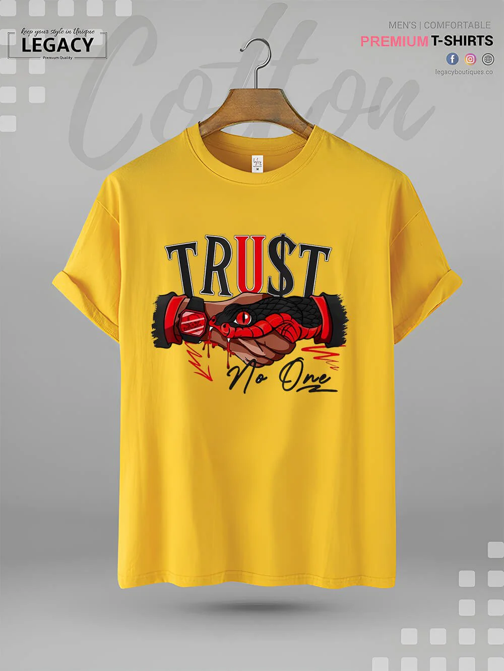 Snake Trust No One Print Men's High Quality In Cheapest Price T-Shirt - Image 3