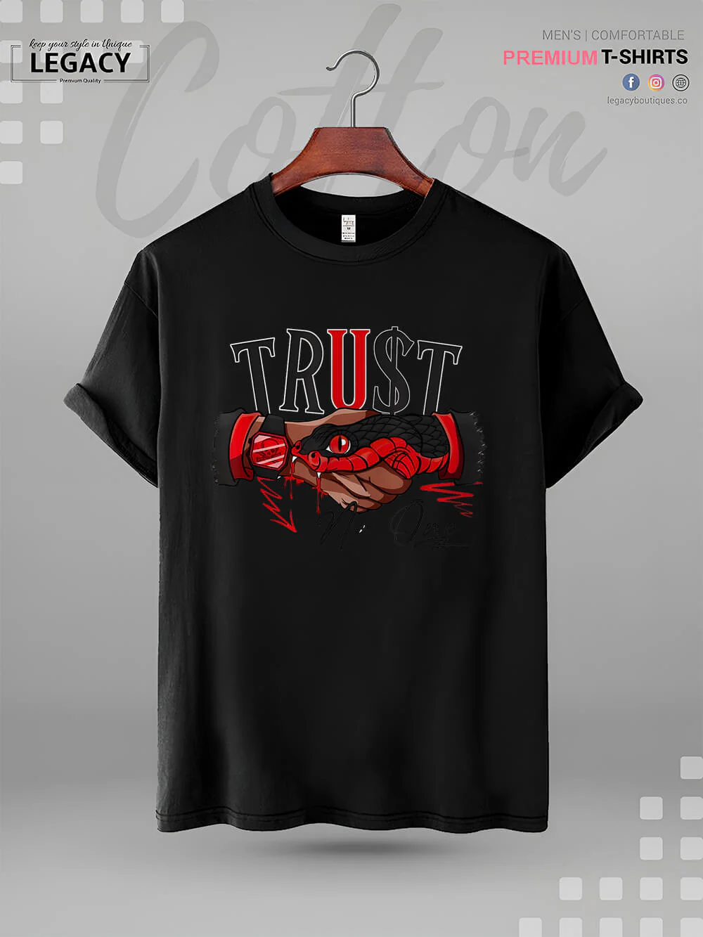 Snake Trust No One Print Men's High Quality In Cheapest Price T-Shirt - Image 4