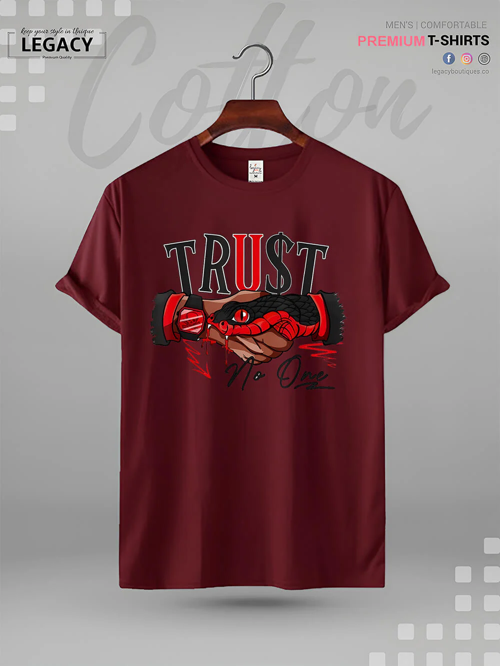 Snake Trust No One Print Men's High Quality In Cheapest Price T-Shirt - Image 5