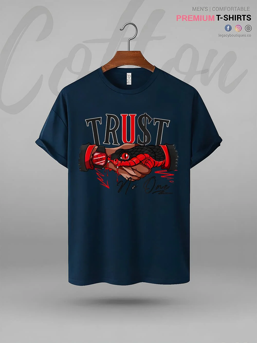 Snake Trust No One Print Men's High Quality In Cheapest Price T-Shirt - Image 6