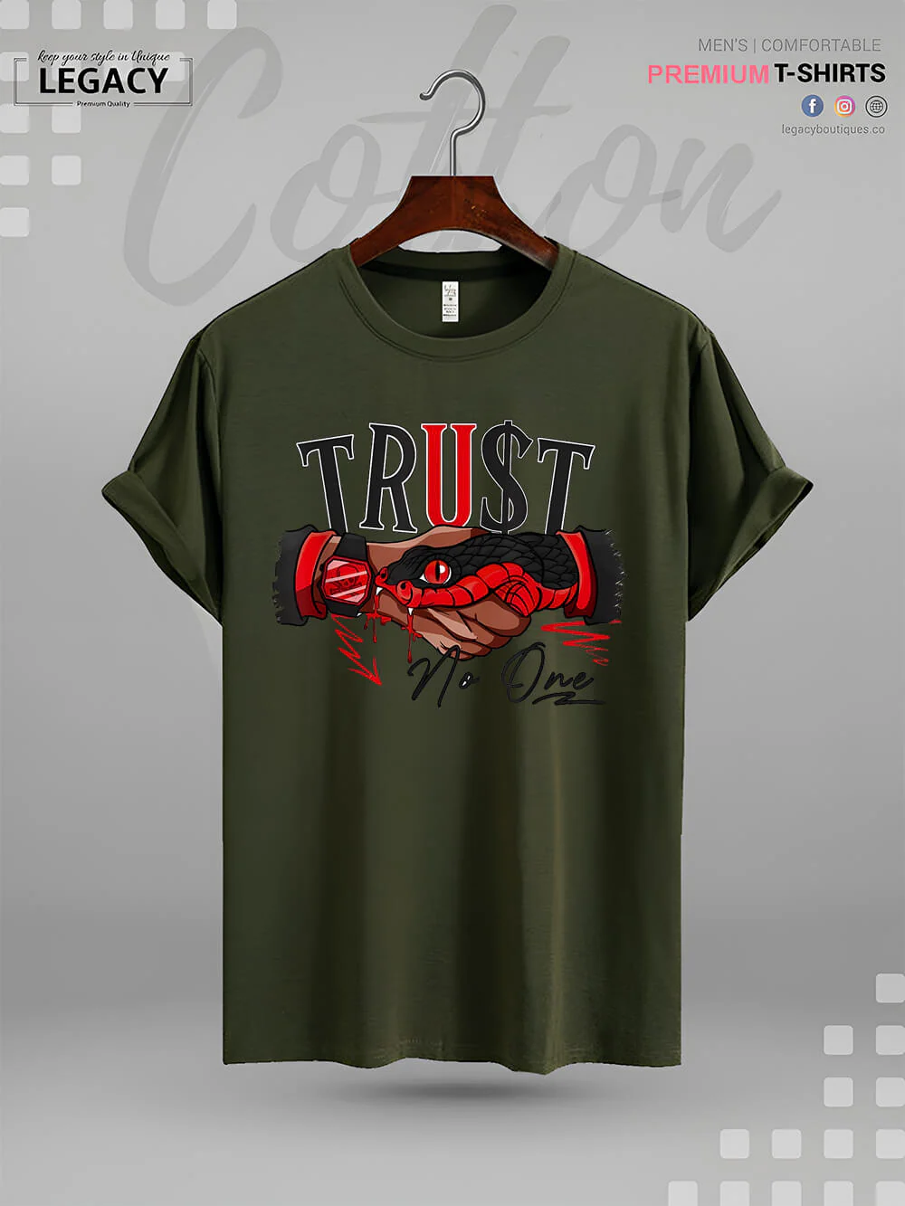 Snake Trust No One Print Men's High Quality In Cheapest Price T-Shirt - Image 7
