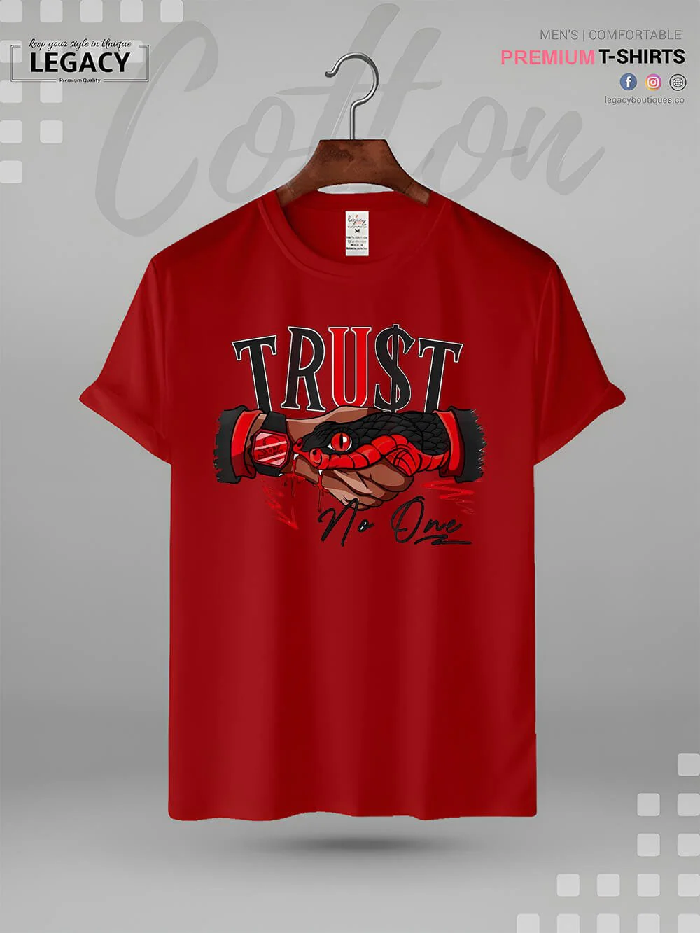 Snake Trust No One Print Men's High Quality In Cheapest Price T-Shirt - Image 8