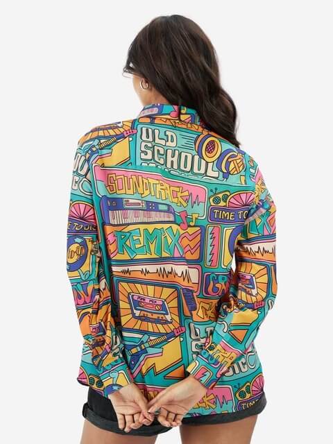 Soundwave Festival Ladies Shirt - Eclectic Music Graphic Button-Up - Image 3