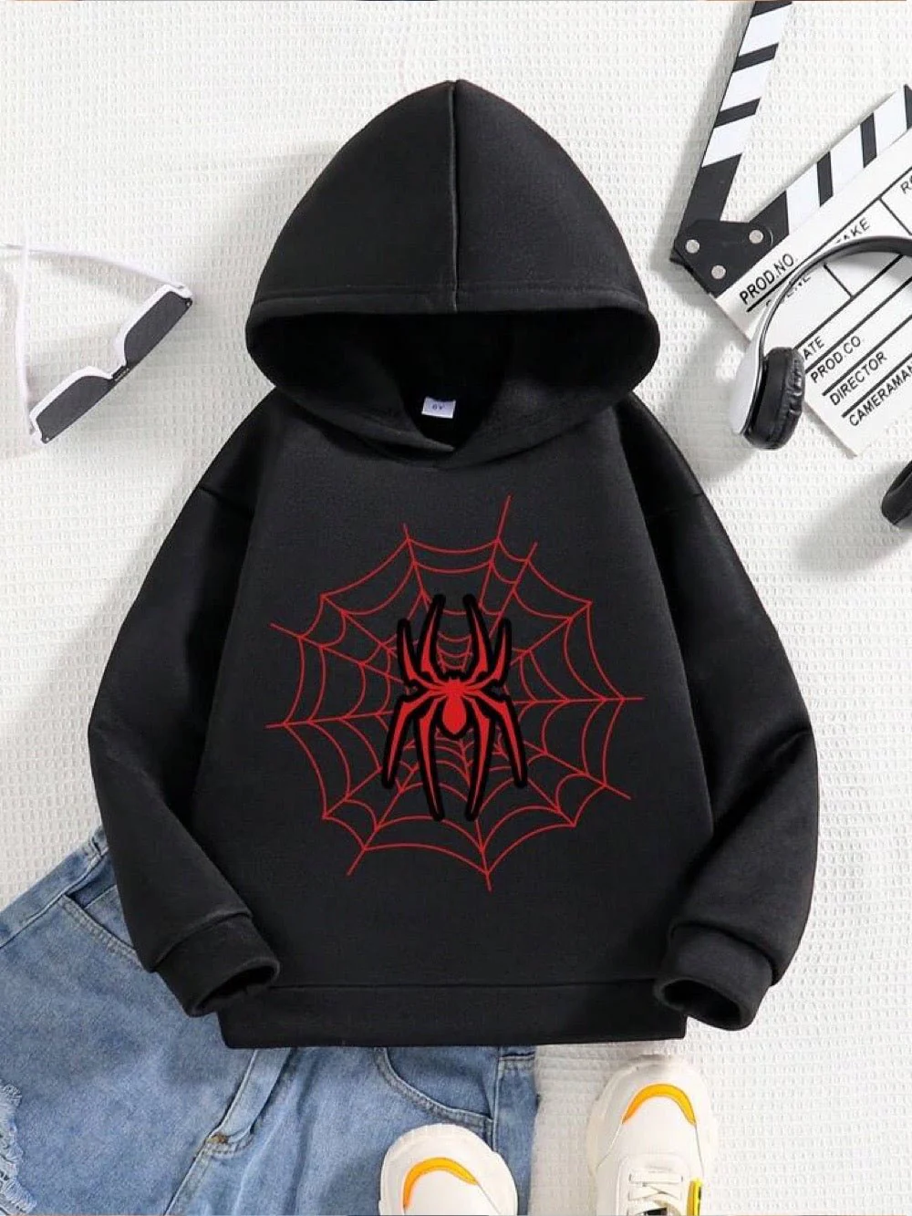 Spider Web Printed Boys And Girls Hoodie