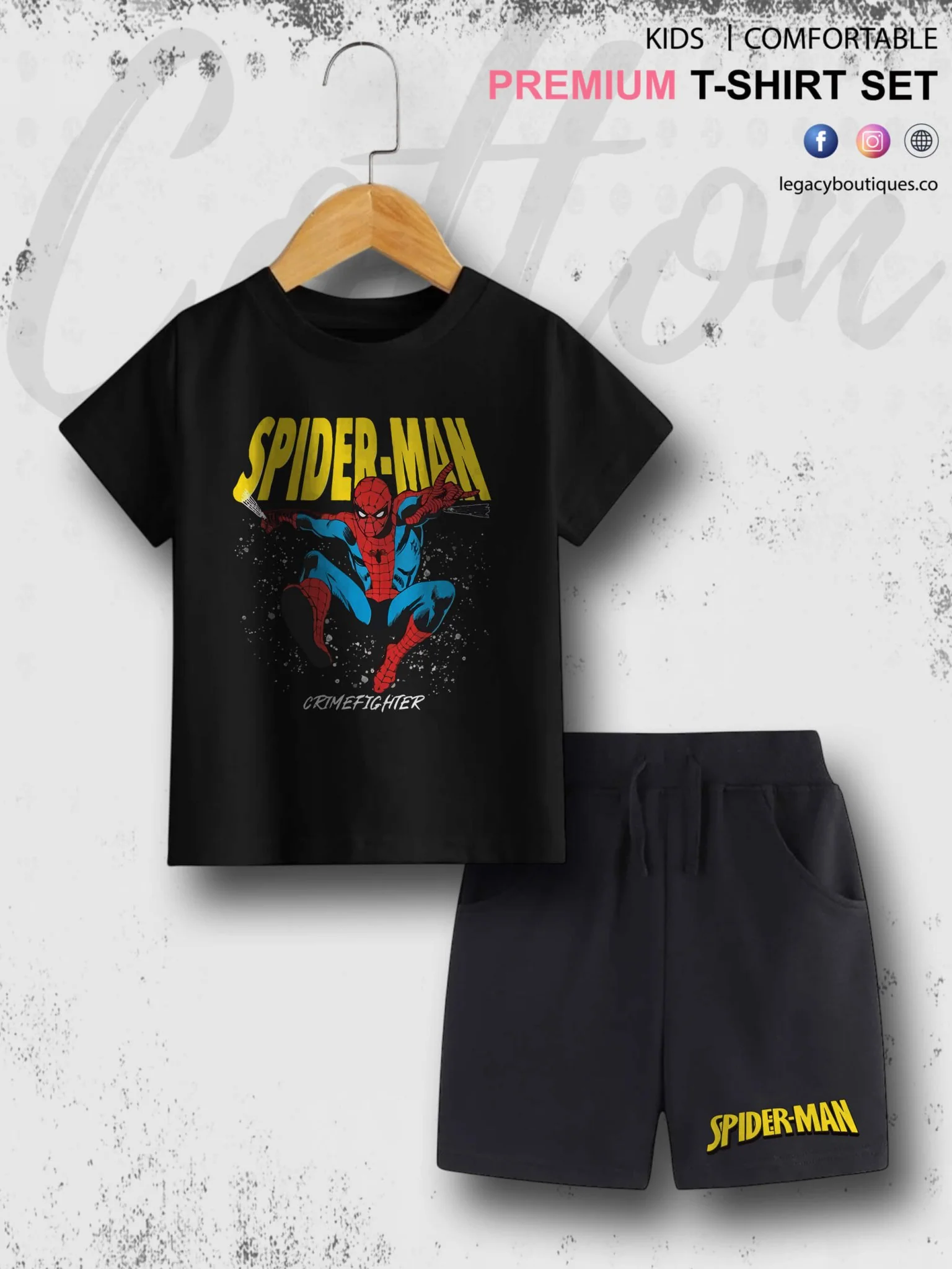 SpiderMan Crime Fighter Kids Casual 6 Month To 6 Year Summer Time T-shirt Set