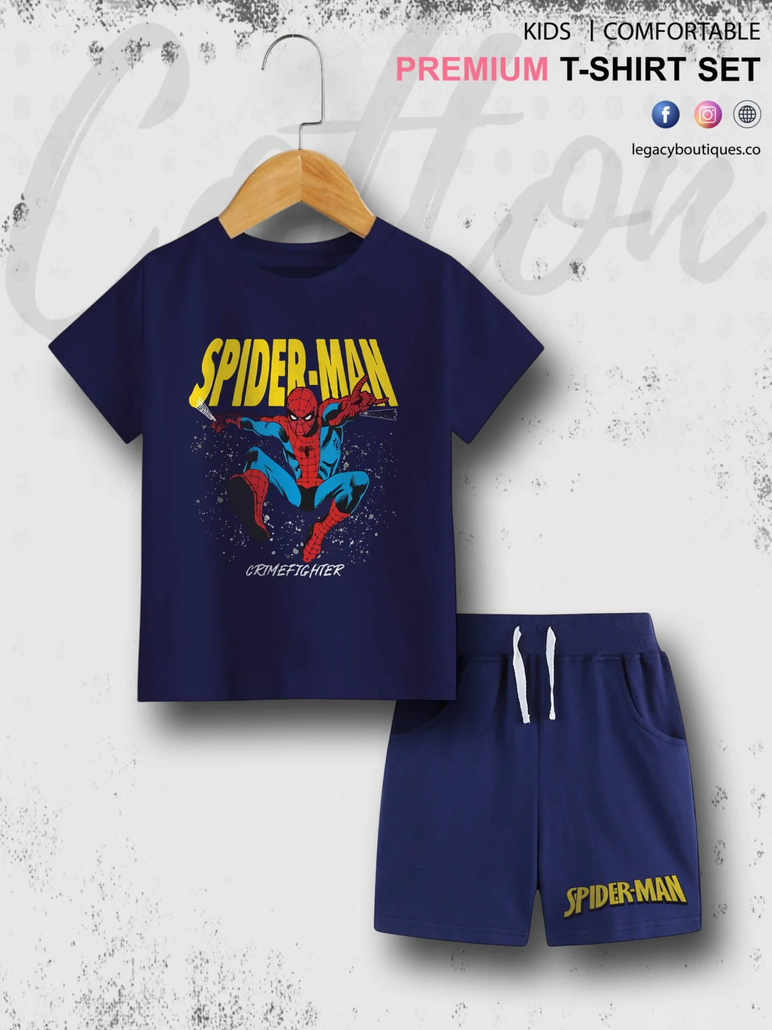 SpiderMan Crime Fighter Kids Casual 6 Month To 6 Year Summer Time T-shirt Set - Image 2