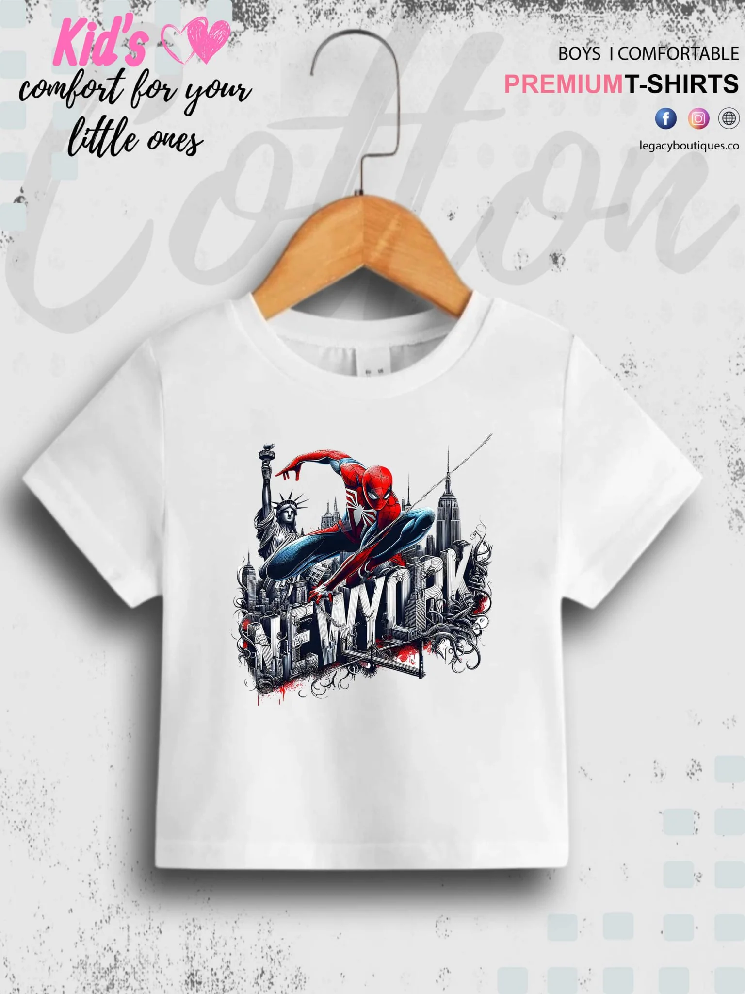 SpiderMan In Newyork Printed Casual 1 To 11 Year Kids Boys Summer Time T-Shirt In Lowest Price Only In Dhaka