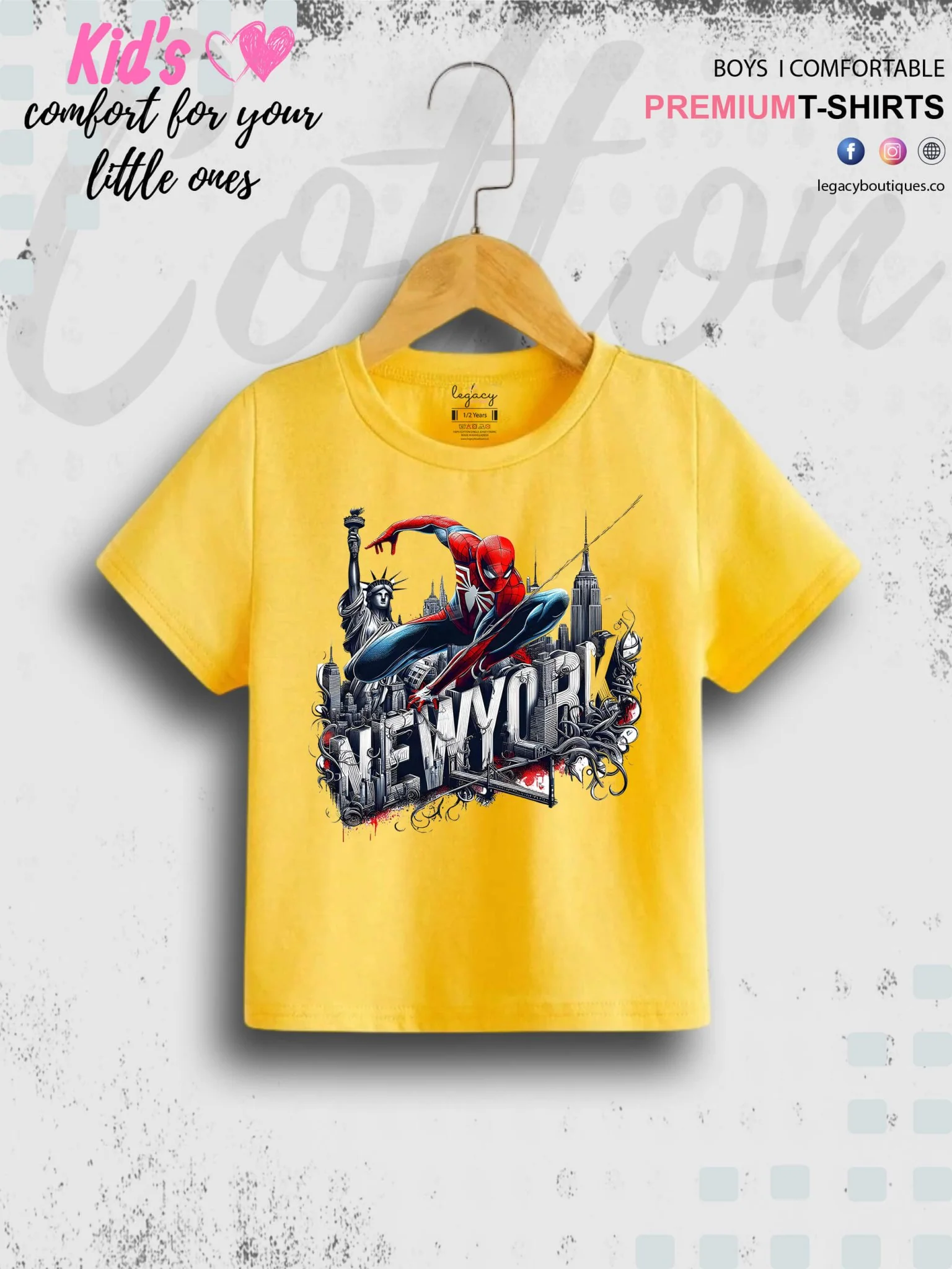 SpiderMan In Newyork Printed Casual 1 To 11 Year Kids Boys Summer Time T-Shirt In Lowest Price Only In Dhaka - Image 10
