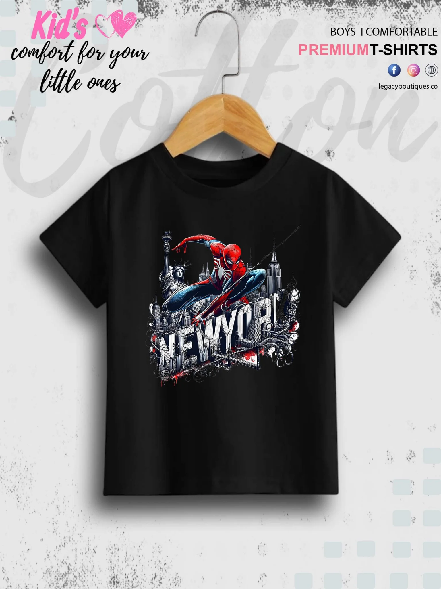 SpiderMan In Newyork Printed Casual 1 To 11 Year Kids Boys Summer Time T-Shirt In Lowest Price Only In Dhaka - Image 2